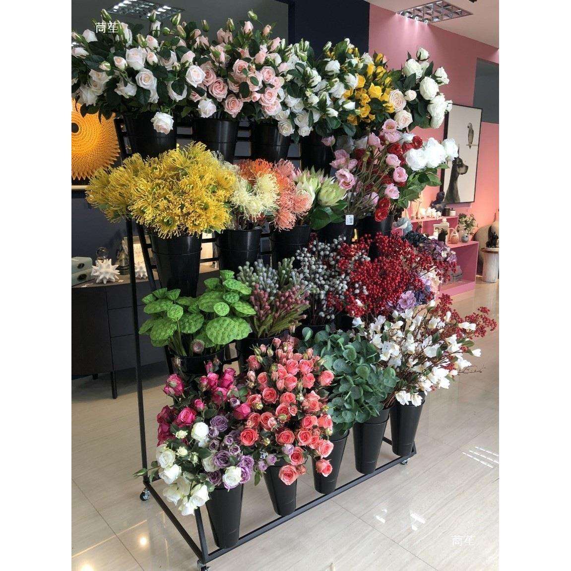 壁挂多层花架 花店货架 铁艺花架 鲜花货架 花店花桶展示架现货