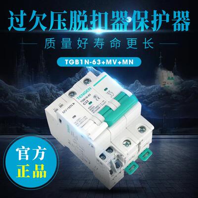 天正TGB1N-63 DZ47空气开关220V单相2P过欠压保护断路器MV+MN 63A