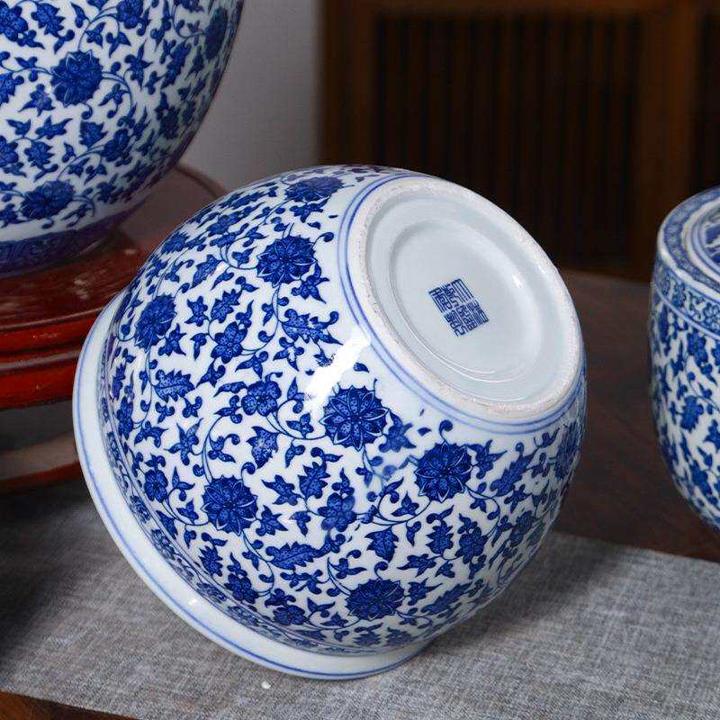 青花瓷酿糯米酒容器家用陶瓷器米缸厨房储米箱5斤装密封腌菜坛子
