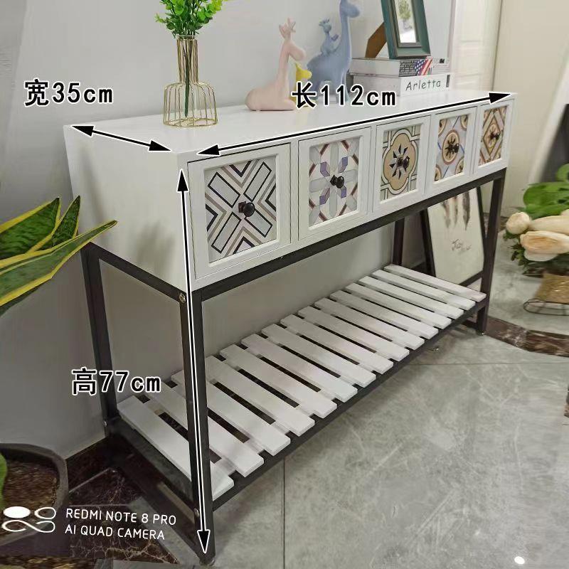 风格装饰柜子 复古铁艺斗柜 收纳储物柜实木长条桌子玄关柜置物架