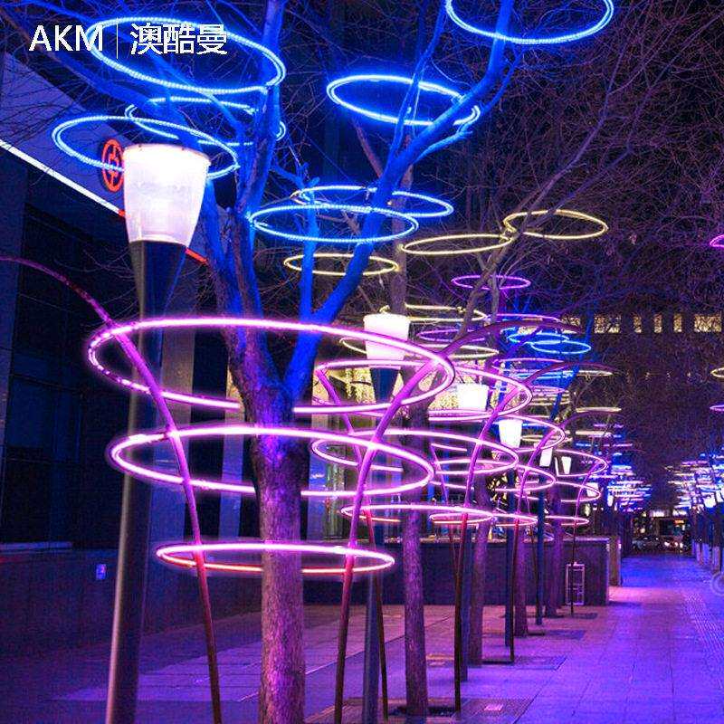 户外LED发光环圆圈灯街道树木装饰光环灯节日公园景观亮化造型灯