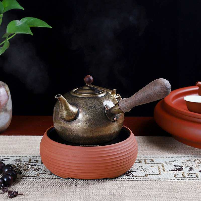 若容茶艺纯紫铜加厚纯手工铜壶煮茶侧把复古纯铜壶铜壶烧水壶