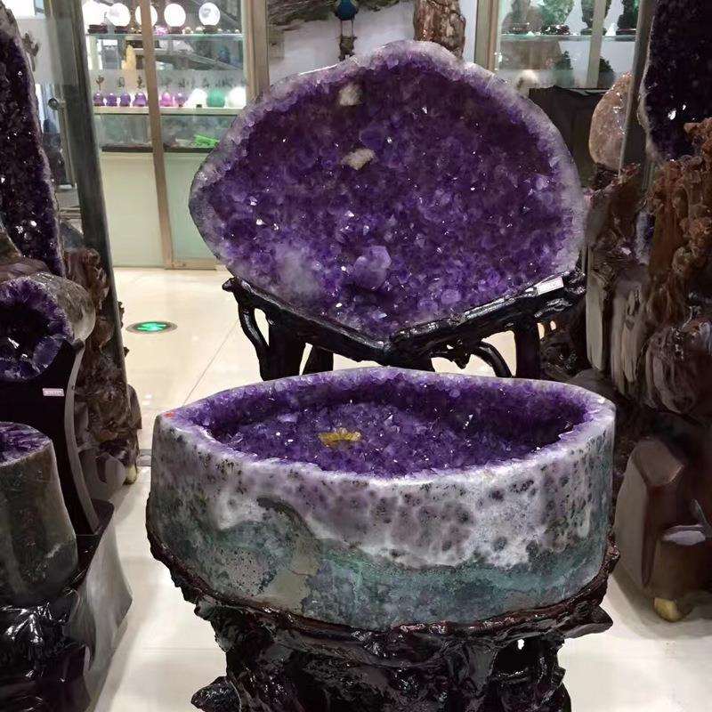 天然乌拉圭紫晶簇 紫晶洞 紫水晶洞原石聚宝盆 水晶洞摆件消磁