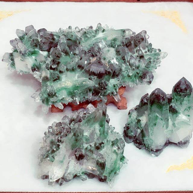 天然绿幽灵晶簇 水晶原石摆件 家居摆件 办公装饰 厂家