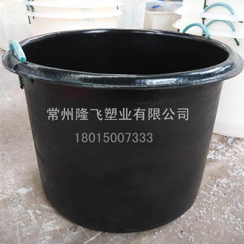 隆飞黑色带提手牛筋塑料圆桶 100升活鱼活虾装车手抬桶水产筐