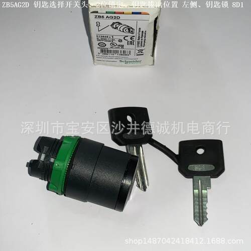 ZB5AG2D ZB5-AG2D 钥匙选择开关头 两档自锁、钥匙左侧可取出
