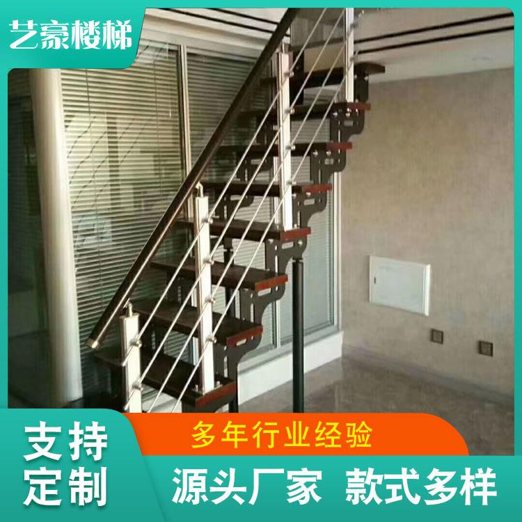 双梁楼梯装饰室内楼梯跃层复式小户型双梁楼梯木质玻璃扶手楼梯