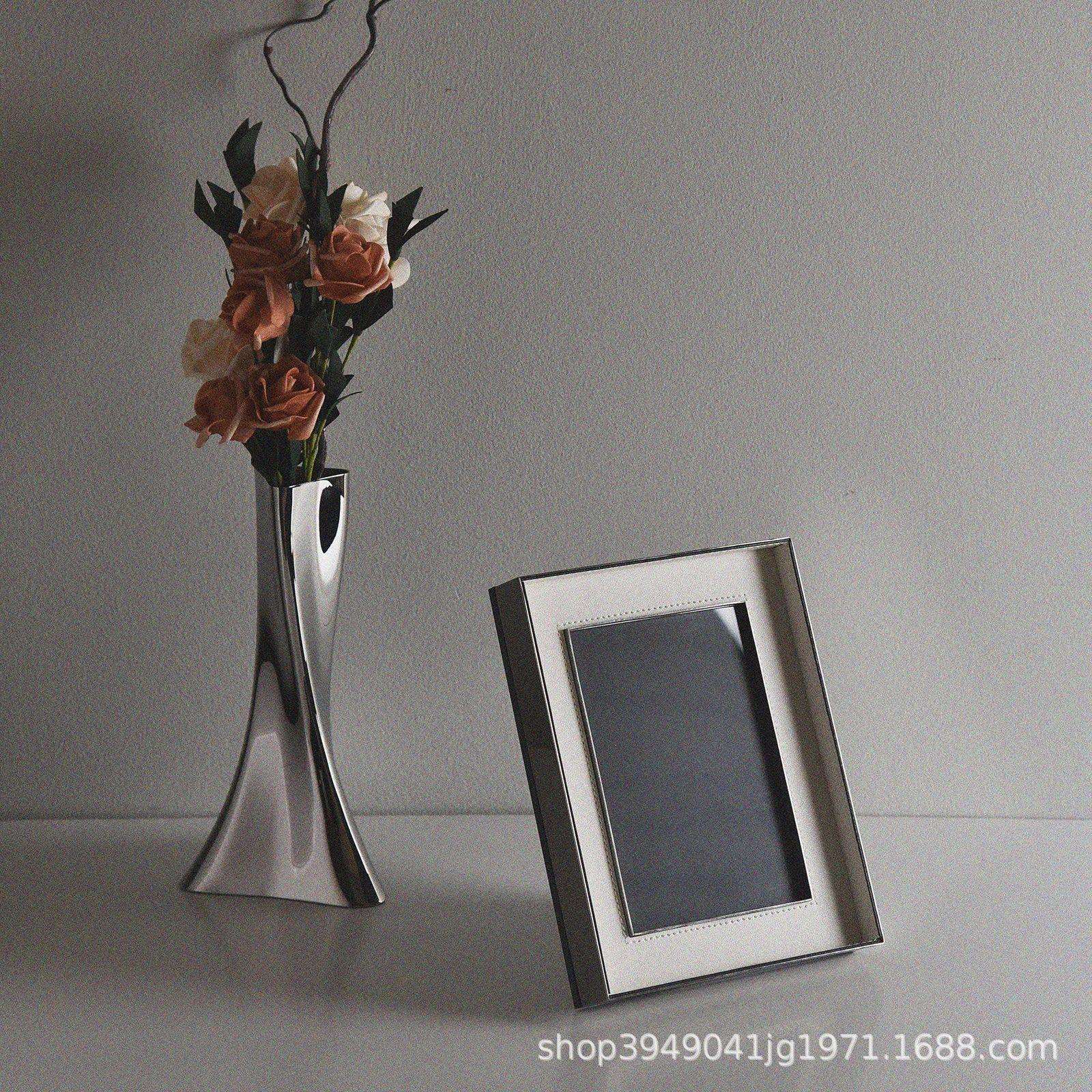 不锈钢台面相框轻奢简约相框卧室床头柜画框摆件家居展厅现代简约