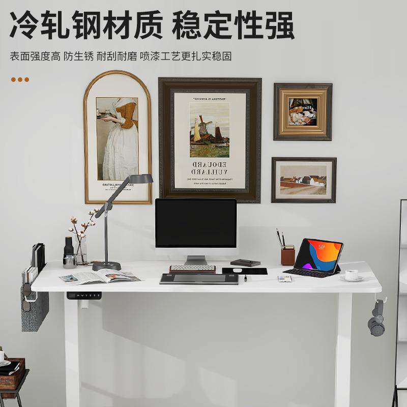 泽维尔电动升降桌智能升降工作台家用电脑桌白色桌子办公学习书桌