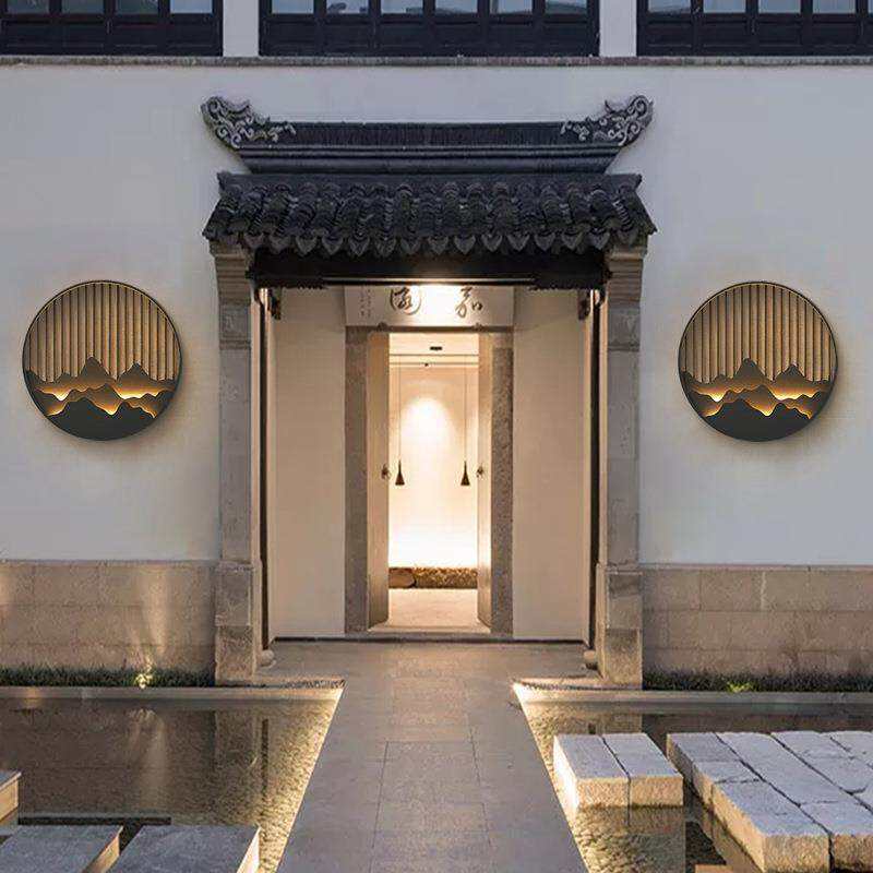新中式山峰床头客厅楼梯过道简约外墙壁灯庭院阳台壁灯别墅门厅灯