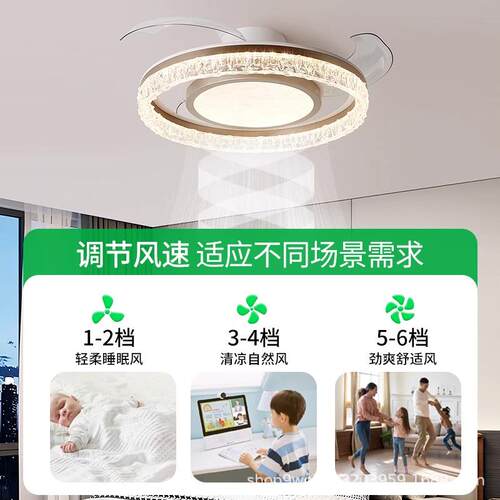 卧室吸顶风扇灯2025新款吊扇灯家用房间餐厅带电风扇一体吊灯调光