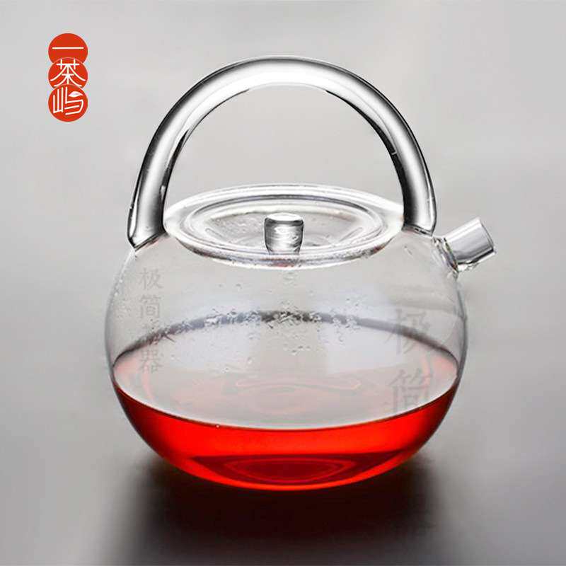 耐高温全玻璃烧水壶手工煮茶壶提梁壶耐热大号煮水壶电陶炉加热