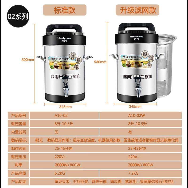 禾元商用豆浆机大容量全自动10升L15L20升大型早餐店用免煮磨浆机