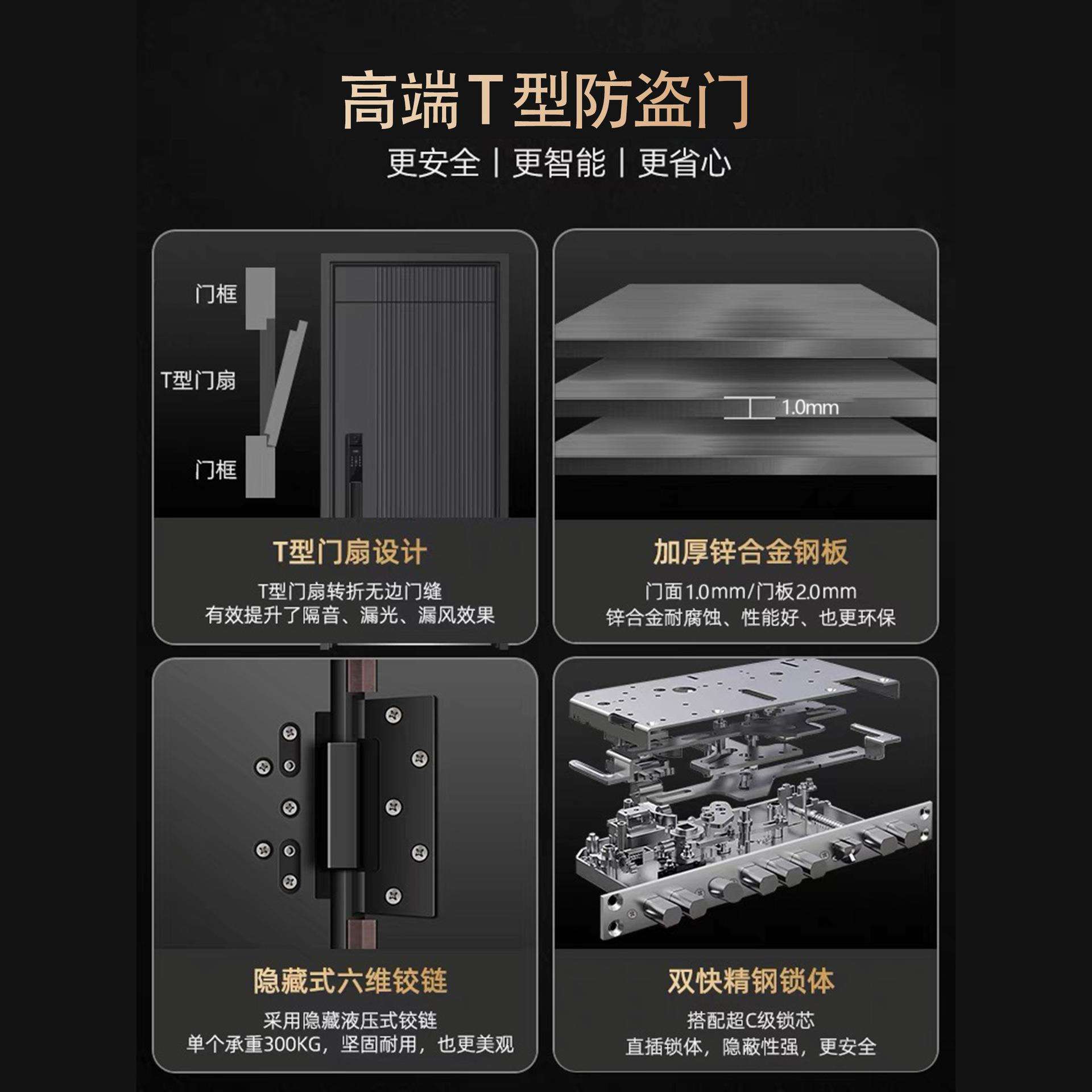 甲级防盗门高门头T型入户门家用锌合金进户门铸铝子母门单双开门