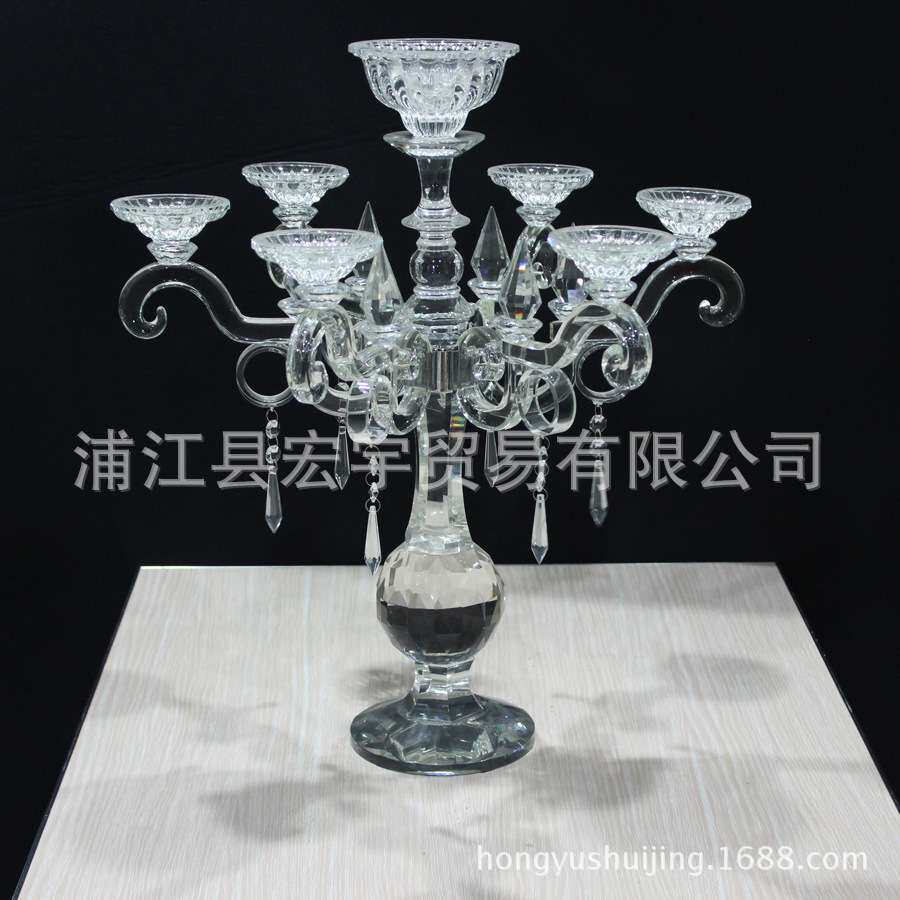 欧式奢华婚庆水晶蜡烛台简约现代烛台高档家居样板房西餐厅软装饰