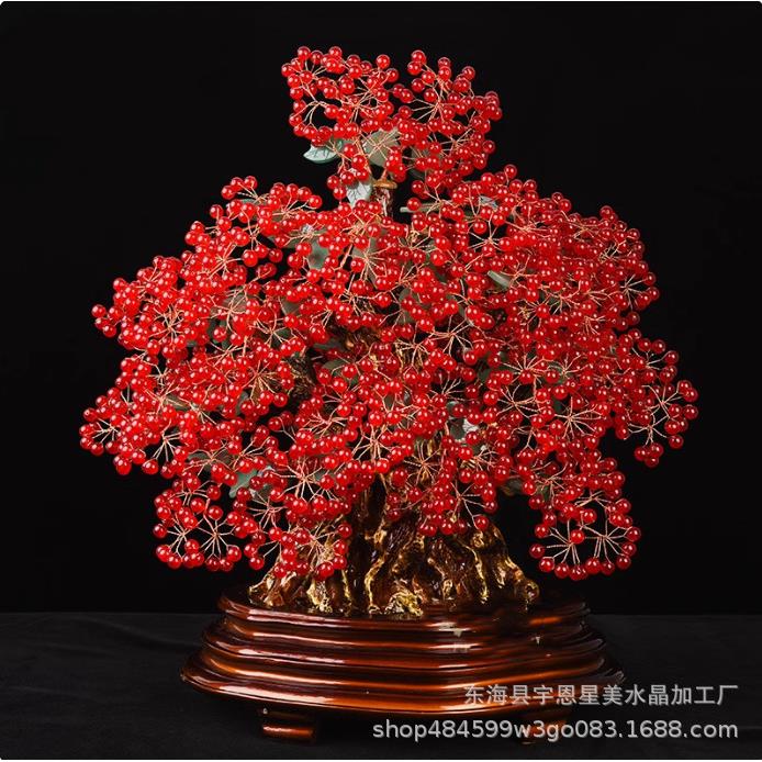 天然巴西黄水晶招财摇钱发财树摆件家居桌面客厅大号轻奢公司开业