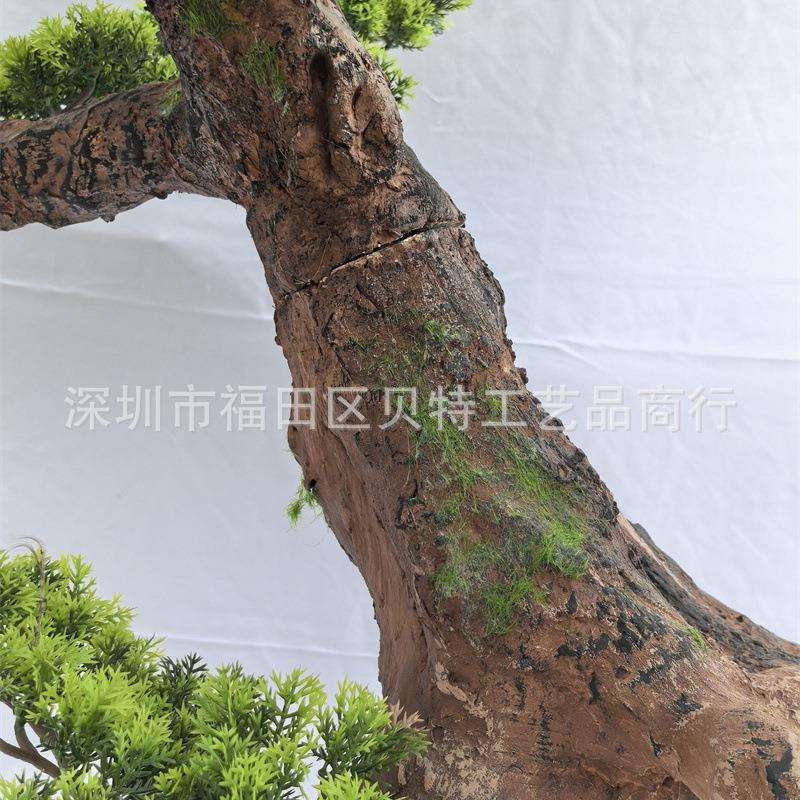 仿真松柏树景观迎客松酒店大堂楼梯下公司店铺橱窗造景布置装饰