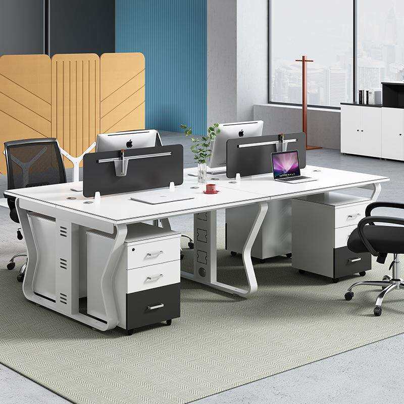 带锁办公桌4人位带抽屉电脑桌屏风现代简约板式办公工位屏风工位