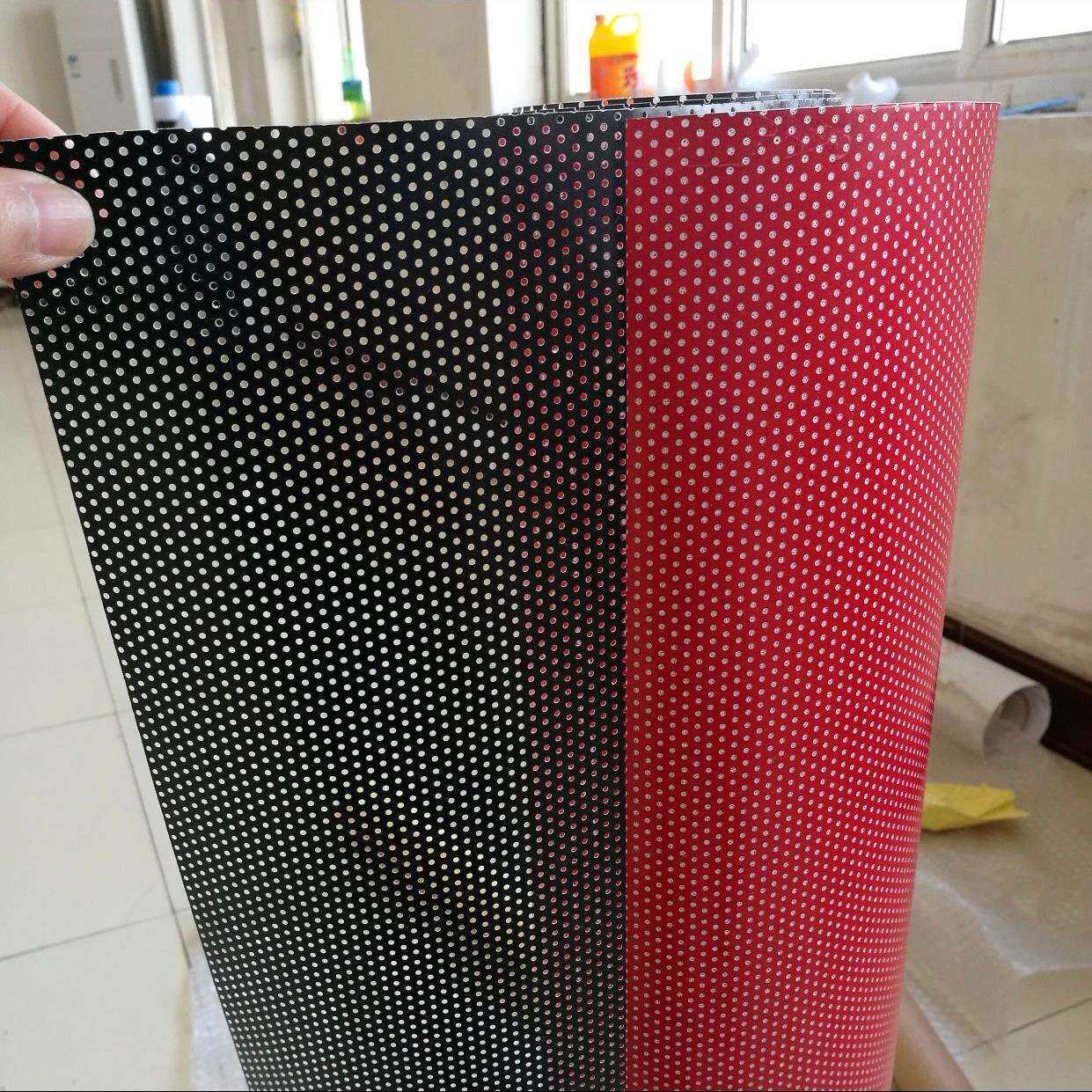 发光字黑白网孔膜发光膜彩色单透视贴 彩色单孔透户外汽车玻璃贴