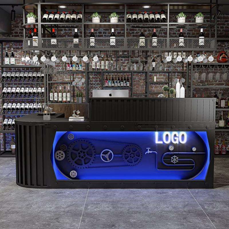 工业风收银台烧烤店吧台接待台清吧音乐吧前台创意齿轮酒吧酒水台