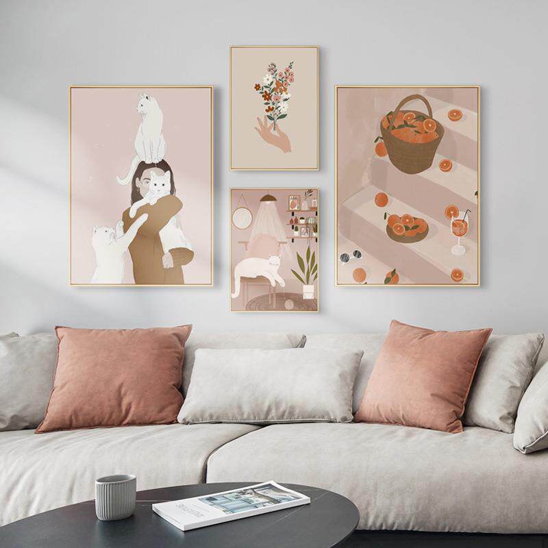 仲夏时光 莫兰迪小众人物装饰画北欧风时尚文艺挂画客厅餐厅壁画