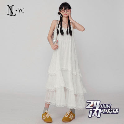 白色蕾丝吊带洋装女2025