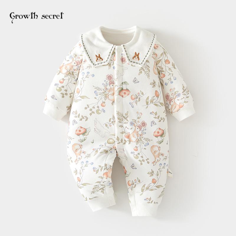 婴儿连体衣女宝衣服秋冬季新款夹棉男宝纯棉加厚保暖哈衣棉衣棉服