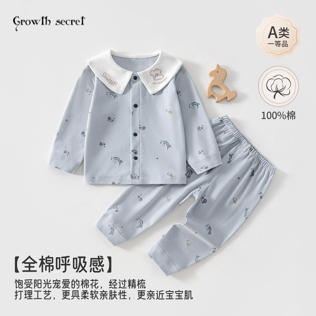 儿童家居服套装纯棉宝宝睡衣对开外出春秋季长袖长裤两件套秋衣裤