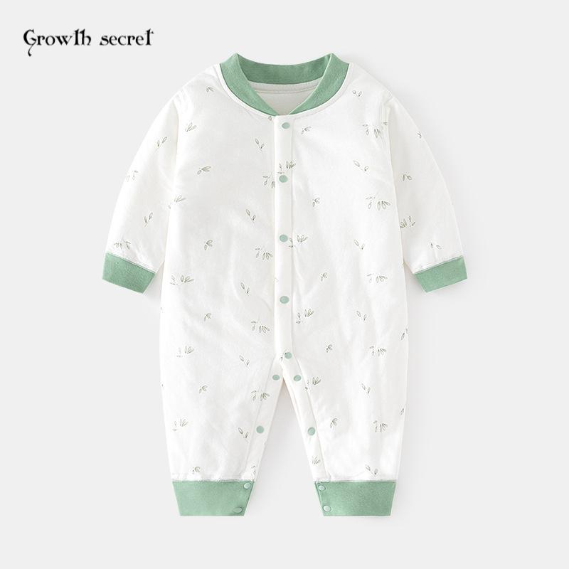 婴儿夹棉连体衣宝宝保暖秋冬无骨哈衣薄棉加厚对门爬服儿童连身衣