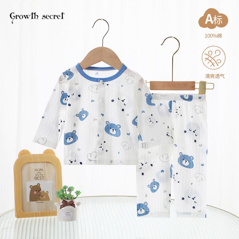 夏季薄款婴幼儿衣服纯棉新生儿宝宝家居服空调服内衣套装安阳童装