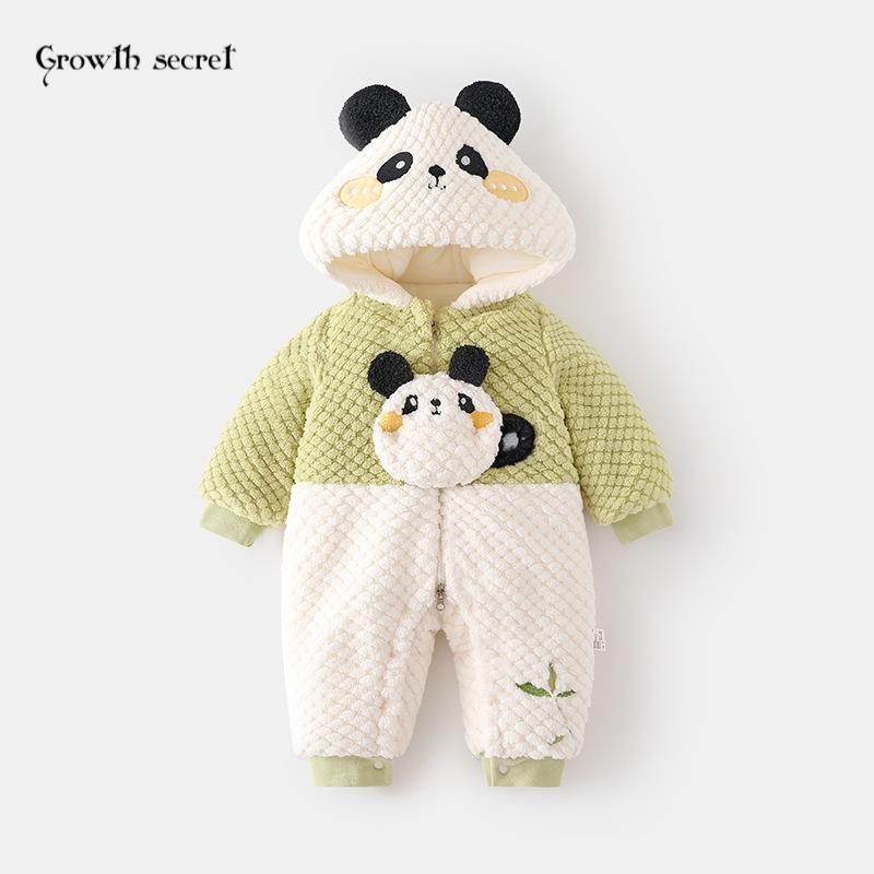 婴儿连体衣加绒外穿秋冬宝宝加棉外出服冬加厚爬服高丽绒儿童哈衣
