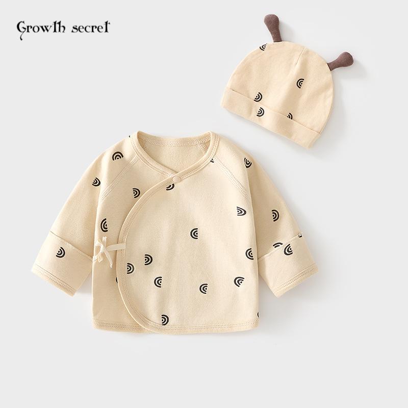 新生婴儿半背内衣服纯棉纯色春秋款初生送胎帽子和尚服宝宝上衣