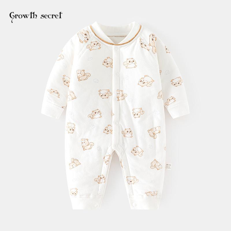 婴儿夹棉连体衣宝宝保暖秋冬无骨哈衣薄棉加厚对门爬服儿童连身衣