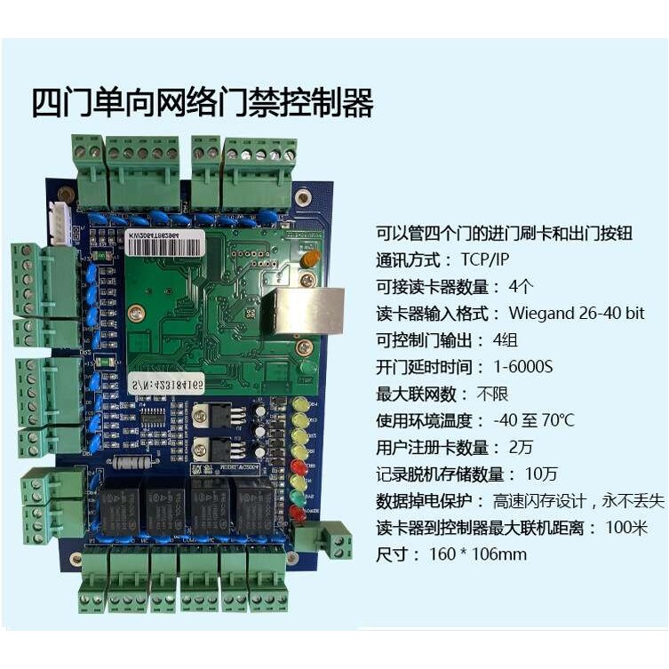 微耕2054四门控制器 微耕带标WG2054四门单向微耕网络门禁控制器