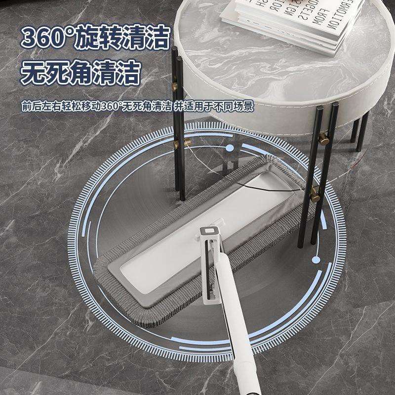 2025新款雪尼尔免手洗平板拖把不锈钢杆方形平板拖把免手吸水神器