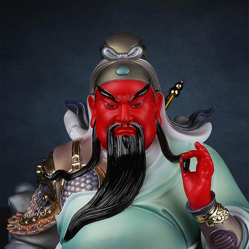 仿汉白玉关公神像居家供奉绿袍武财神关羽关二爷店铺公司开业摆件