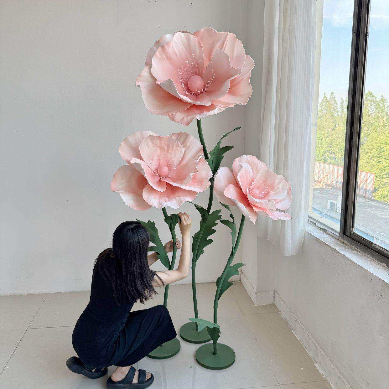 户外防水虞美人大花婚庆道具婚礼舞台装饰花拍照仿真花场景布置