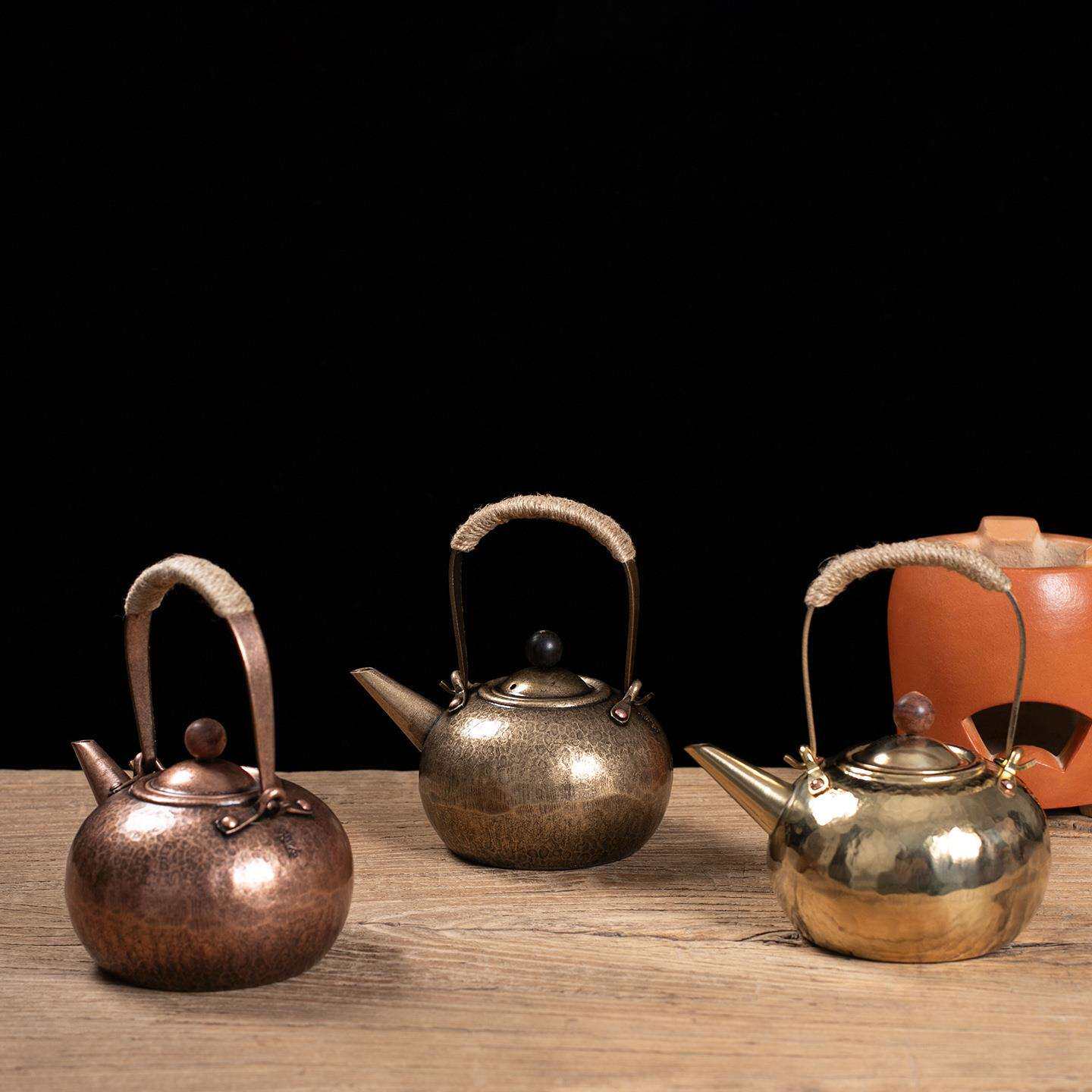 铜壶烧水壶围炉煮茶壶手工纯紫铜茶壶家用沏中式纯手工茶具红泥炉
