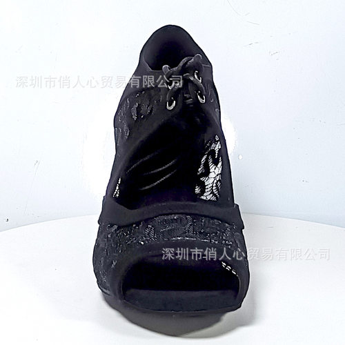 2026新款跨境拉丁舞鞋女系带高跟跳舞鞋蕾丝时尚舞蹈鞋专业软底外
