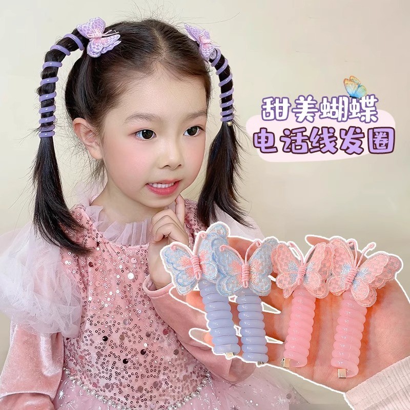 女童蝴蝶电话线发圈高弹力