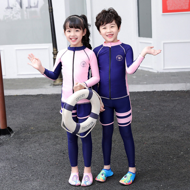 2026新款儿童长袖防晒泳衣女童中大童分体宝宝男孩温泉潜水服水母