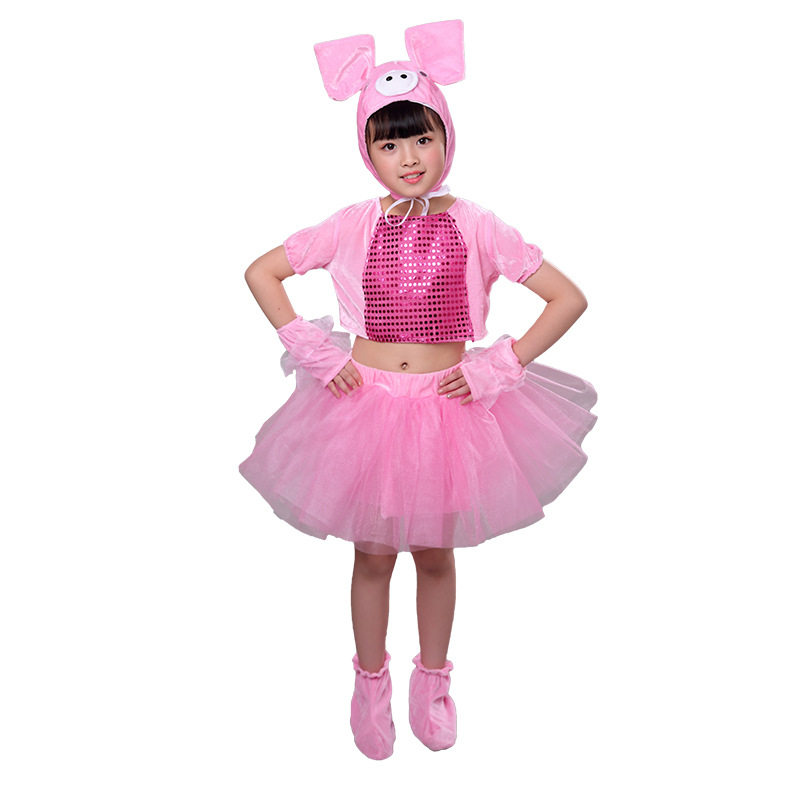 2026新款儿童小动物演出服小猪表演服装狼快乐小猪舞蹈纱裙三只小