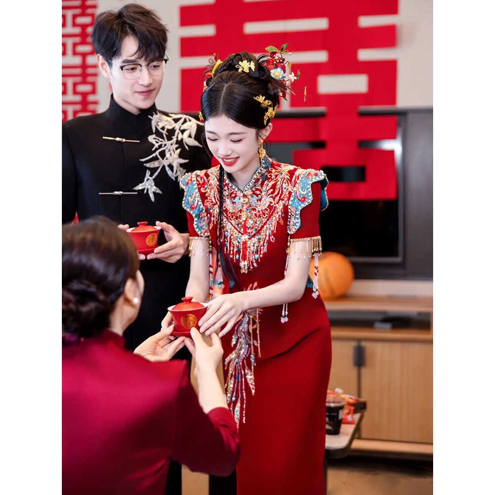 2026新款新中式新娘结婚旗袍秀禾服夏季回门连衣裙订婚礼服小个子图片