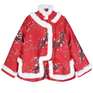 2026新款秋冬棉衣中国风女装珍珠盘扣汉服旗袍上衣改良版冬式