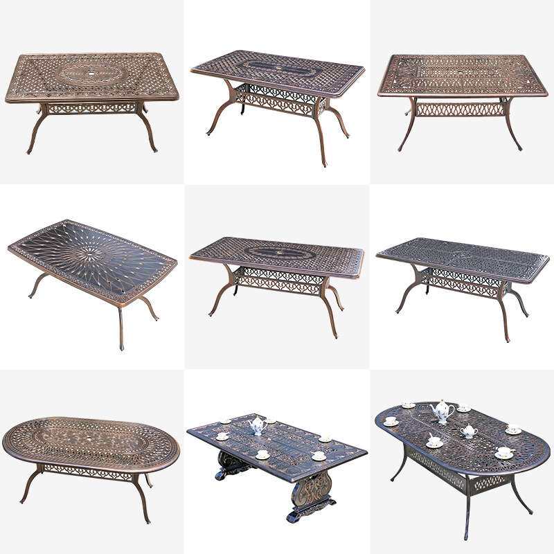 户外铸铝桌椅组合套装欧式别墅室外庭院花园阳台铁艺休闲长桌子