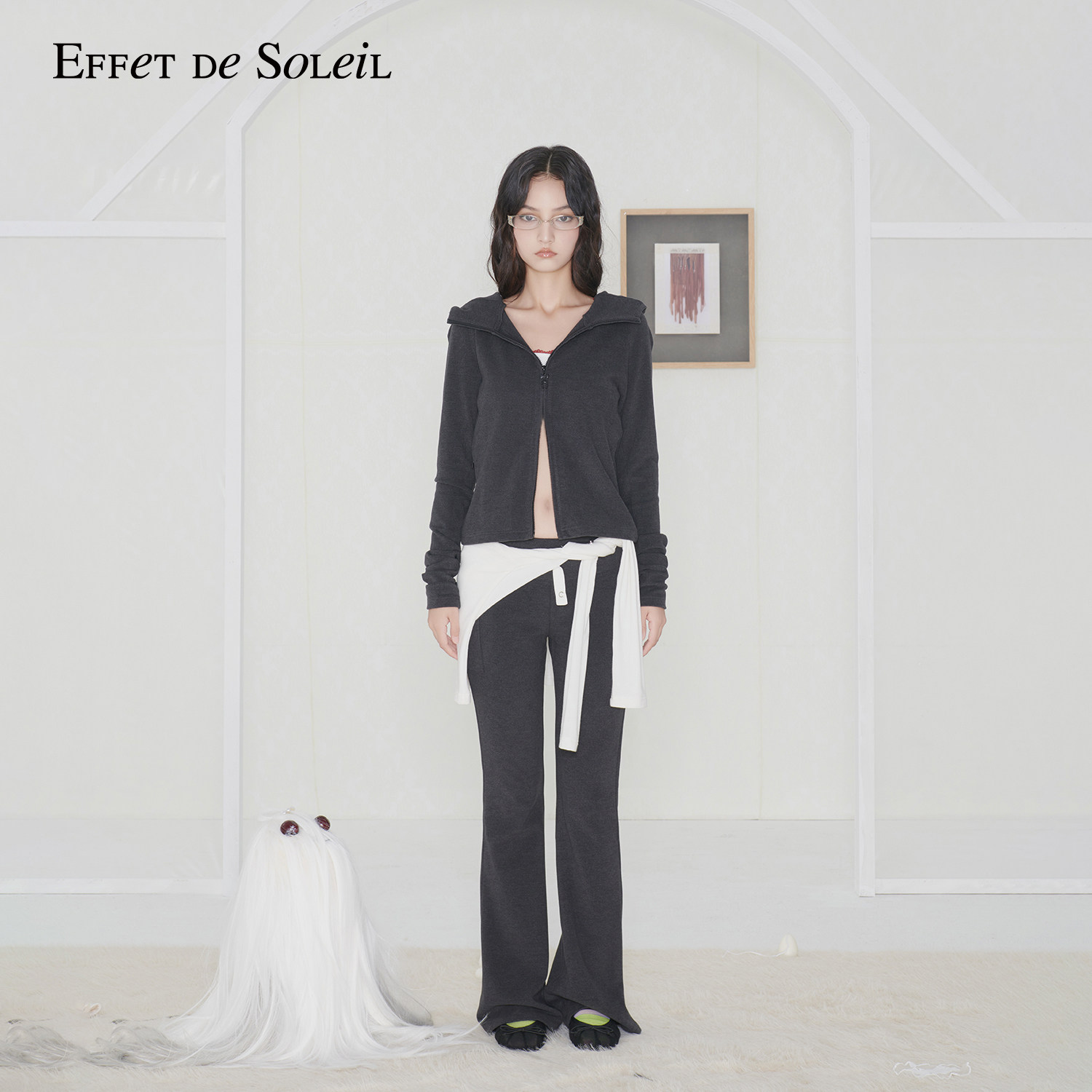 【明星同款】Effet de Soleil德绒修身长裤女低腰休闲喇叭裤新品