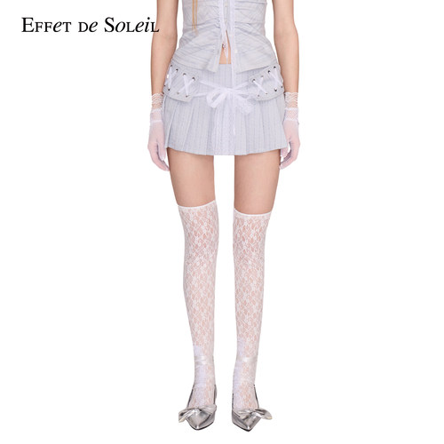Effet de Soleil蕾丝系带百褶裙女低腰短半裙新品26夏