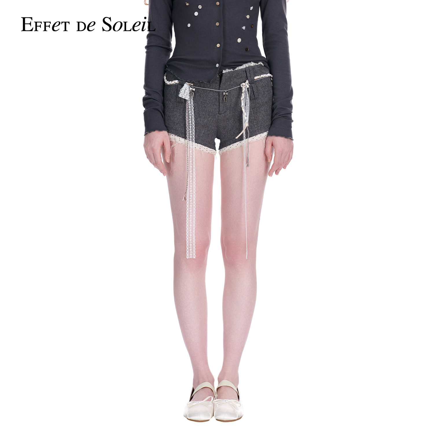 【黄圣依明星同款】Effet de Soleil复古低腰短裤直筒裤女新品26