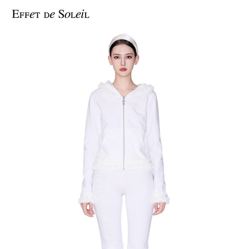Effet de Soleil蕾丝花边刺绣拉链卫衣外套女装新品26秋