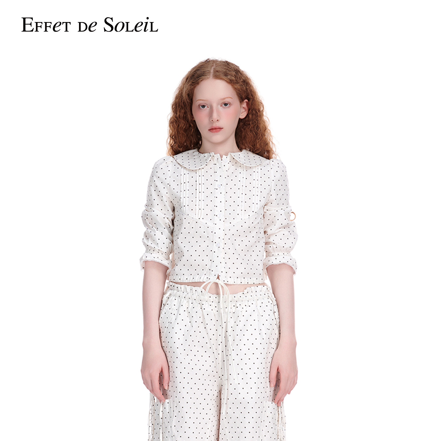 Effet de Soleil娃娃领波点中长袖衬衫上衣女装新品26夏